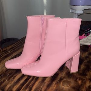 Pink Leather Booties
